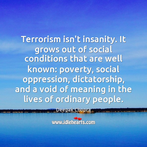 Terrorism isn’t insanity. It grows out of social conditions that are well Image