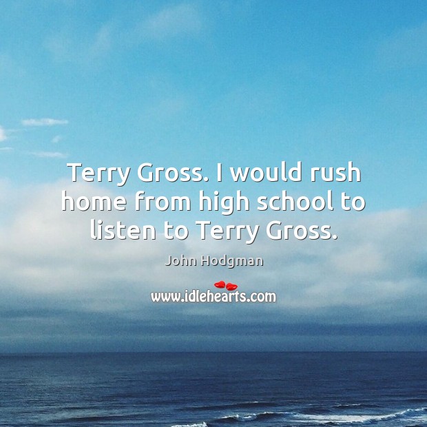 Terry Gross. I would rush home from high school to listen to Terry Gross. John Hodgman Picture Quote