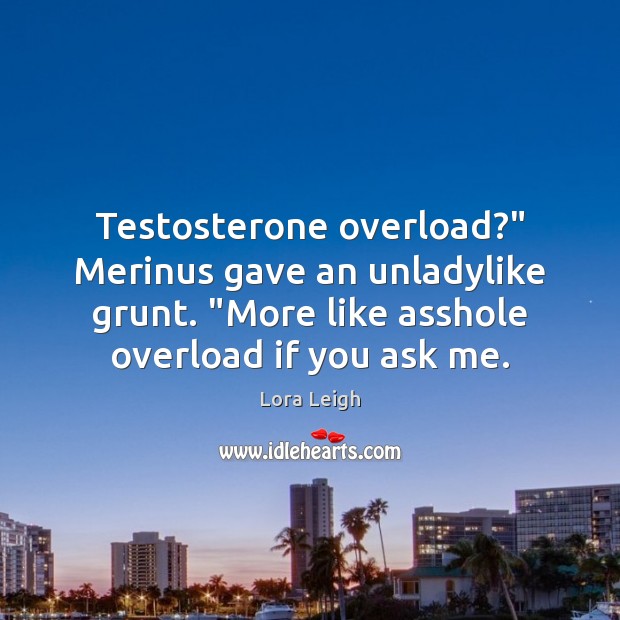 Testosterone overload?” Merinus gave an unladylike grunt. “More like asshole overload if Lora Leigh Picture Quote
