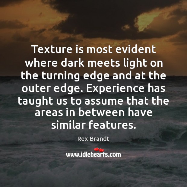 Texture is most evident where dark meets light on the turning edge Image