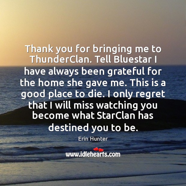 Thank you for bringing me to ThunderClan. Tell Bluestar I have always Thank You Quotes Image