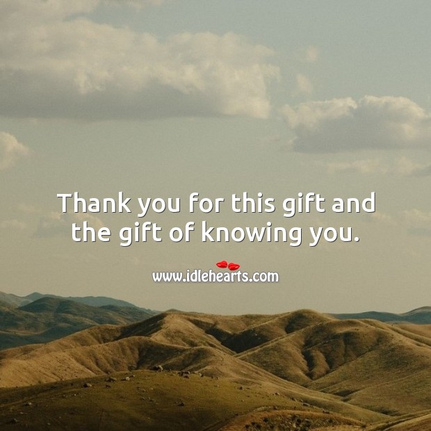 Thank you for this gift and the gift of knowing you. Gift Quotes Image