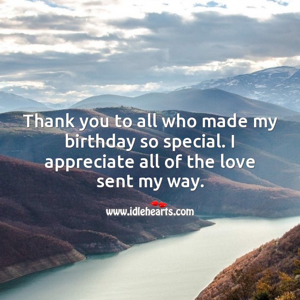 Thank you to all who made my birthday so special. Thank You for Birthday Wishes Image