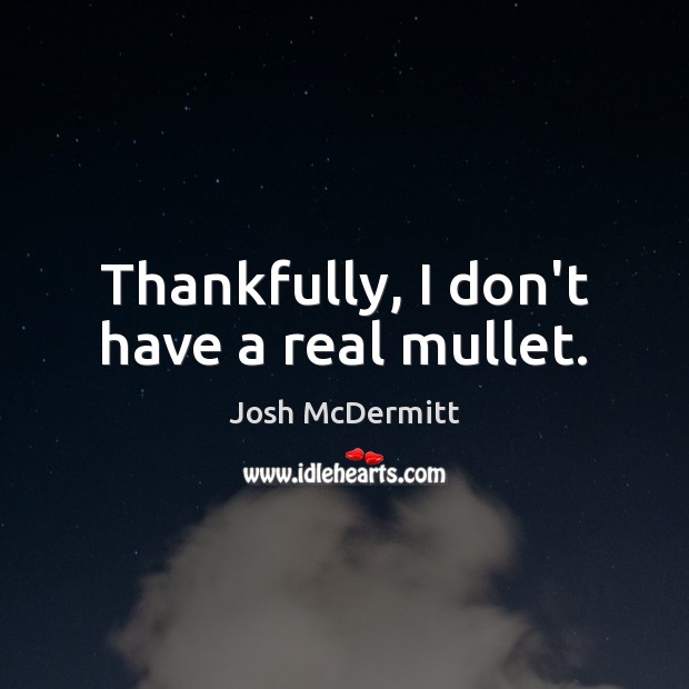 Thankfully, I don’t have a real mullet. Josh McDermitt Picture Quote