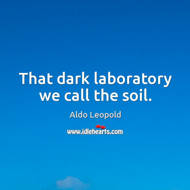 That dark laboratory we call the soil. Aldo Leopold Picture Quote