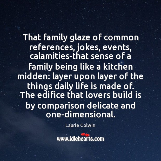That family glaze of common references, jokes, events, calamities-that sense of a Laurie Colwin Picture Quote