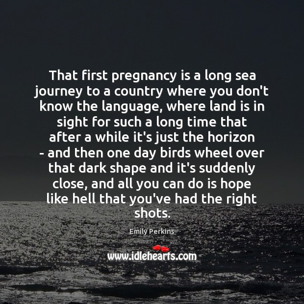 That first pregnancy is a long sea journey to a country where Emily Perkins Picture Quote