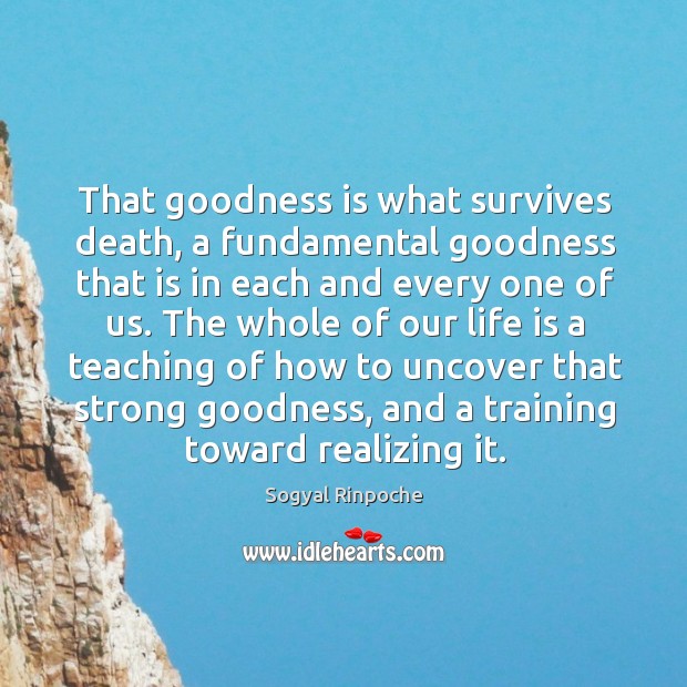 That goodness is what survives death, a fundamental goodness that is in Sogyal Rinpoche Picture Quote