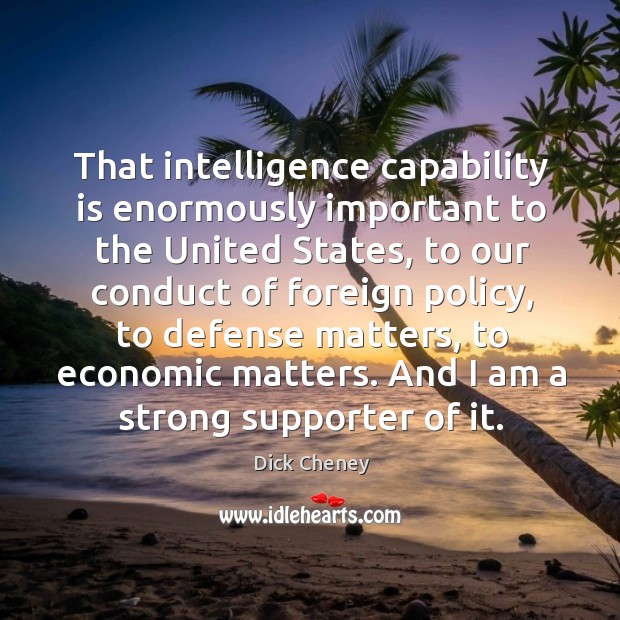 That intelligence capability is enormously important to the United States, to our Image