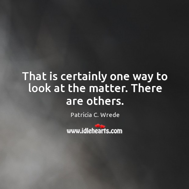 That is certainly one way to look at the matter. There are others. Patricia C. Wrede Picture Quote