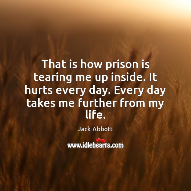 That is how prison is tearing me up inside. It hurts every Jack Abbott Picture Quote
