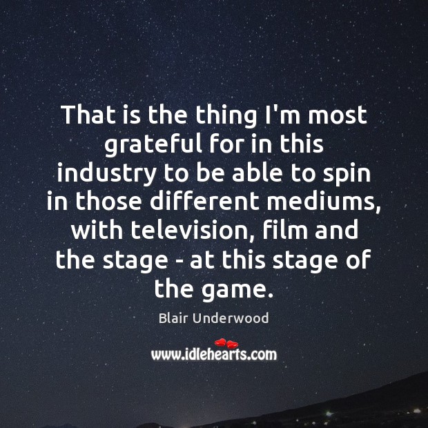That is the thing I’m most grateful for in this industry to Blair Underwood Picture Quote