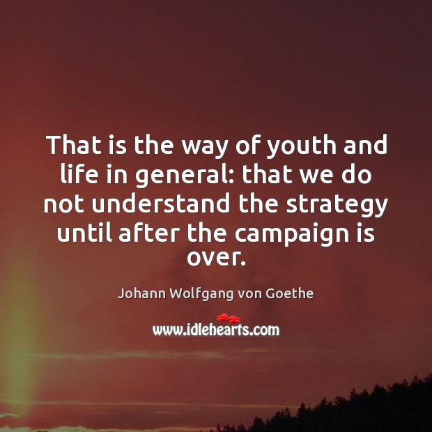 That is the way of youth and life in general: that we Johann Wolfgang von Goethe Picture Quote