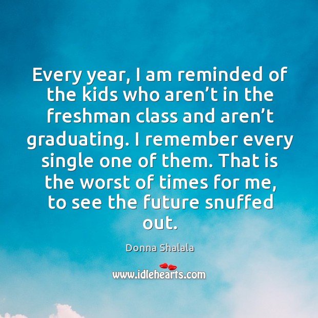 That is the worst of times for me, to see the future snuffed out. Donna Shalala Picture Quote