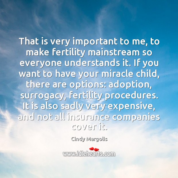 That is very important to me, to make fertility mainstream so everyone Cindy Margolis Picture Quote