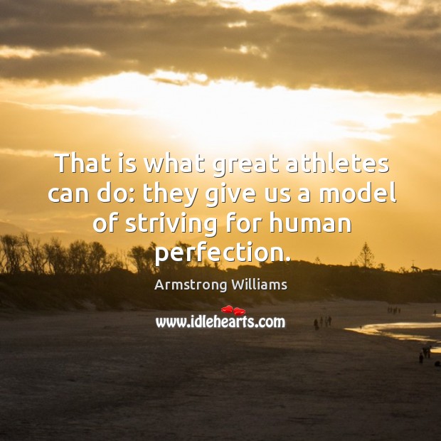 That is what great athletes can do: they give us a model of striving for human perfection. Armstrong Williams Picture Quote