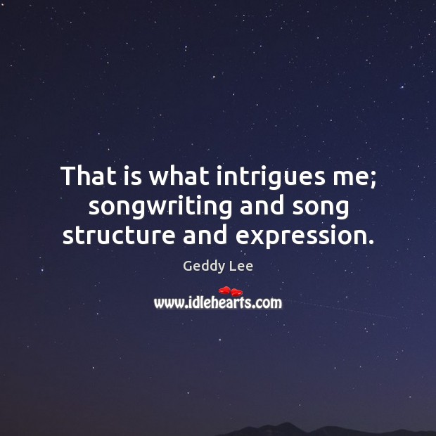 That is what intrigues me; songwriting and song structure and expression. Image