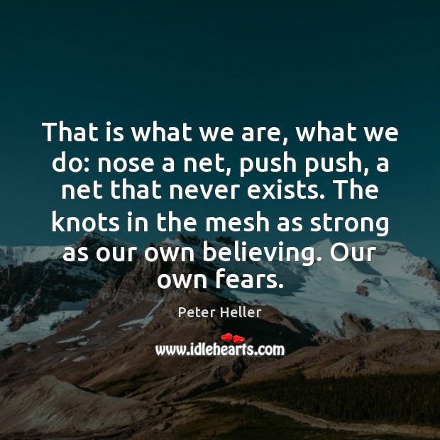That is what we are, what we do: nose a net, push Image