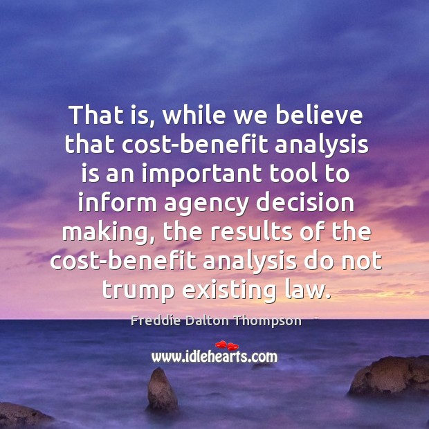 That is, while we believe that cost-benefit analysis is an important tool to inform agency decision making Image