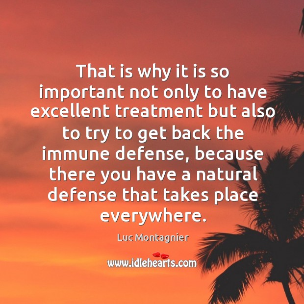 That is why it is so important not only to have excellent treatment but also to try to Luc Montagnier Picture Quote