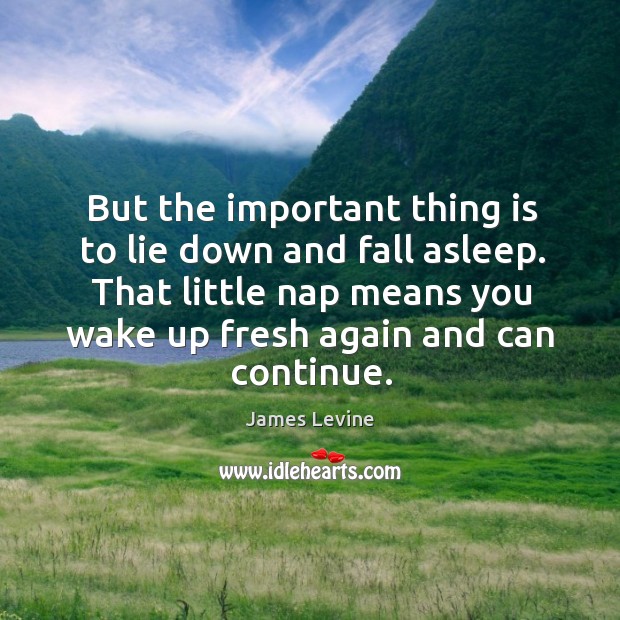 That little nap means you wake up fresh again and can continue. James Levine Picture Quote