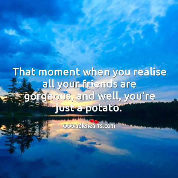 That moment when you realise all your friends are gorgeous, and well, you’re just a potato. Friendship Quotes Image