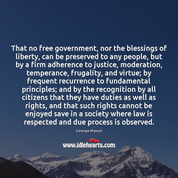 That no free government, nor the blessings of liberty, can be preserved Blessings Quotes Image