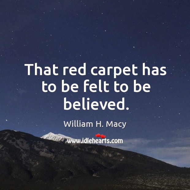 That red carpet has to be felt to be believed. Image
