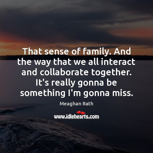 That sense of family. And the way that we all interact and Meaghan Rath Picture Quote