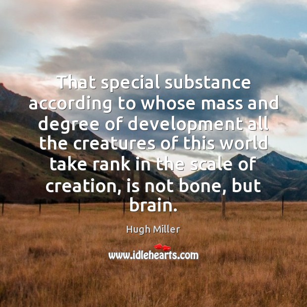 That special substance according to whose mass and degree of development all Hugh Miller Picture Quote