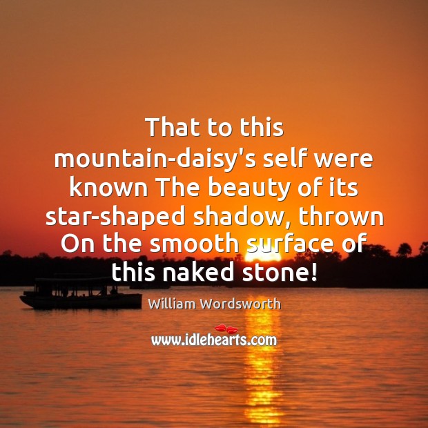 That to this mountain-daisy’s self were known The beauty of its star-shaped William Wordsworth Picture Quote