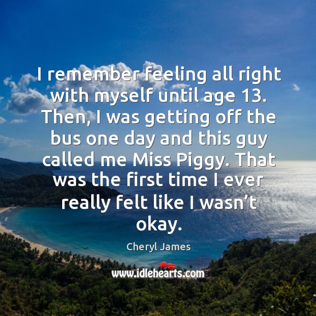 That was the first time I ever really felt like I wasn’t okay. Cheryl James Picture Quote