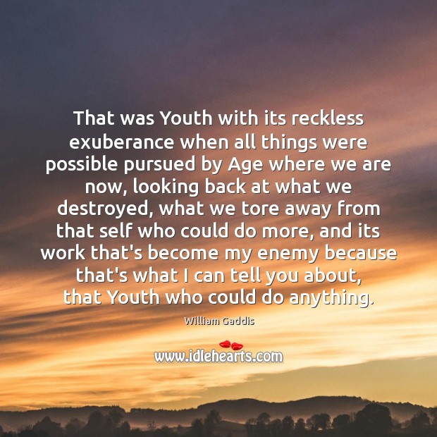 That was Youth with its reckless exuberance when all things were possible William Gaddis Picture Quote