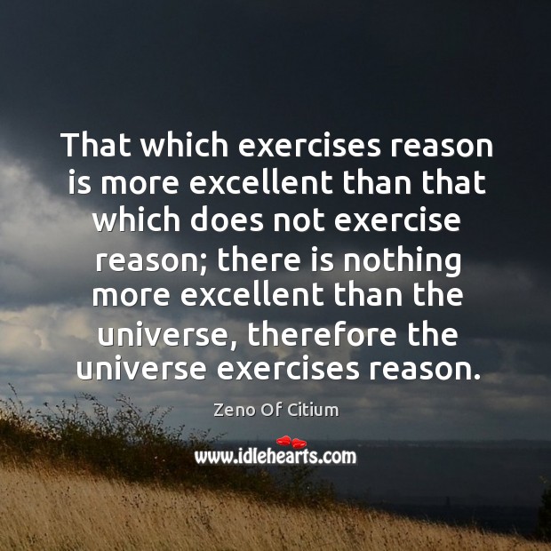 That which exercises reason is more excellent than that which does not Zeno Of Citium Picture Quote