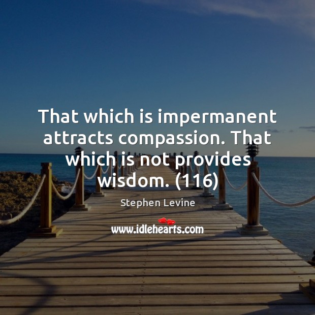 That which is impermanent attracts compassion. That which is not provides wisdom. (116) Image