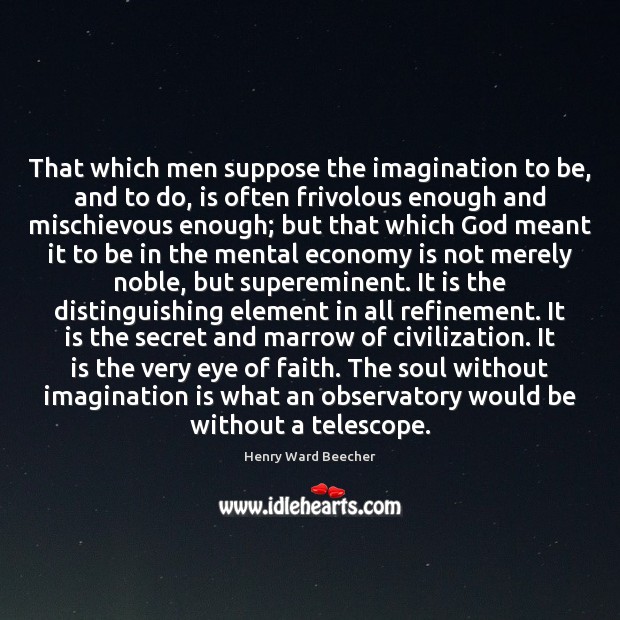 That which men suppose the imagination to be, and to do, is Image