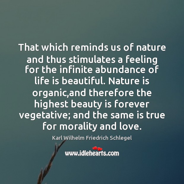 That which reminds us of nature and thus stimulates a feeling for Karl Wilhelm Friedrich Schlegel Picture Quote