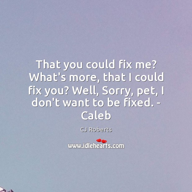 That you could fix me? What’s more, that I could fix you? CJ Roberts Picture Quote