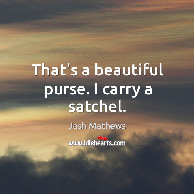 That’s a beautiful purse. I carry a satchel. Image