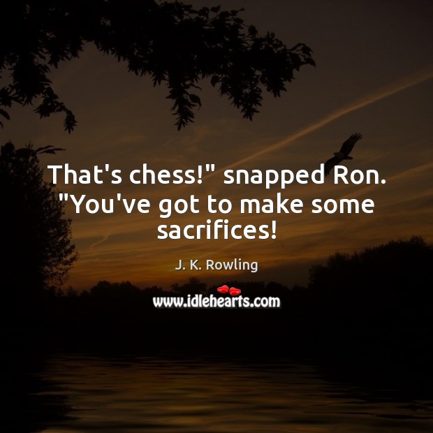 That’s chess!” snapped Ron. “You’ve got to make some sacrifices! Image