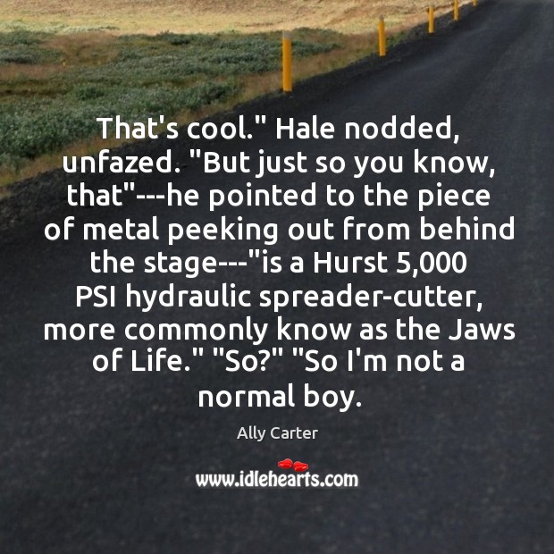 That’s cool.” Hale nodded, unfazed. “But just so you know, that”—he Ally Carter Picture Quote