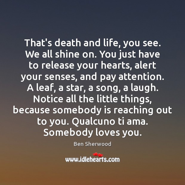 That’s death and life, you see. We all shine on. You just Ben Sherwood Picture Quote
