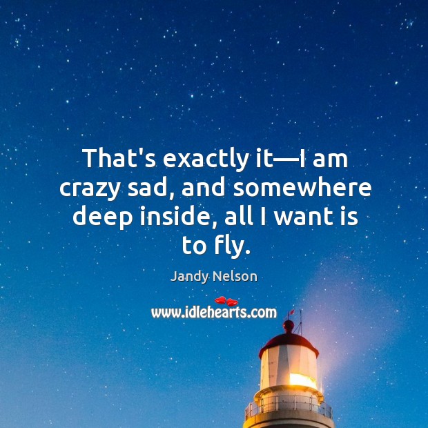 That’s exactly it—I am crazy sad, and somewhere deep inside, all I want is to fly. Image