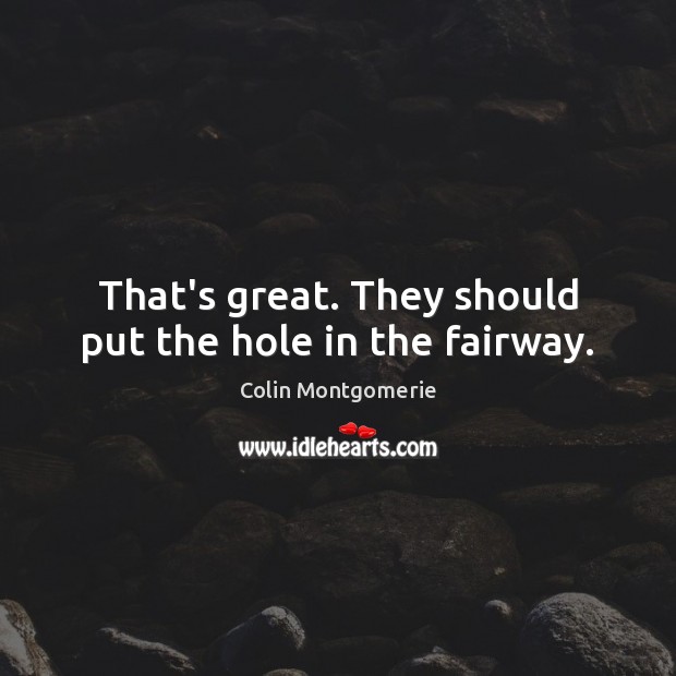 That’s great. They should put the hole in the fairway. Image