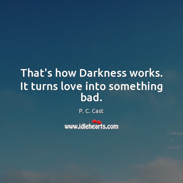 That’s how Darkness works. It turns love into something bad. P. C. Cast Picture Quote