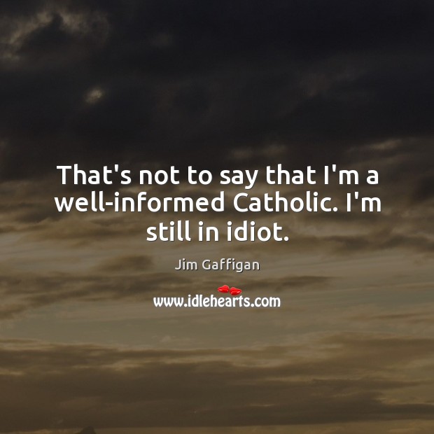 That’s not to say that I’m a well-informed Catholic. I’m still in idiot. Image