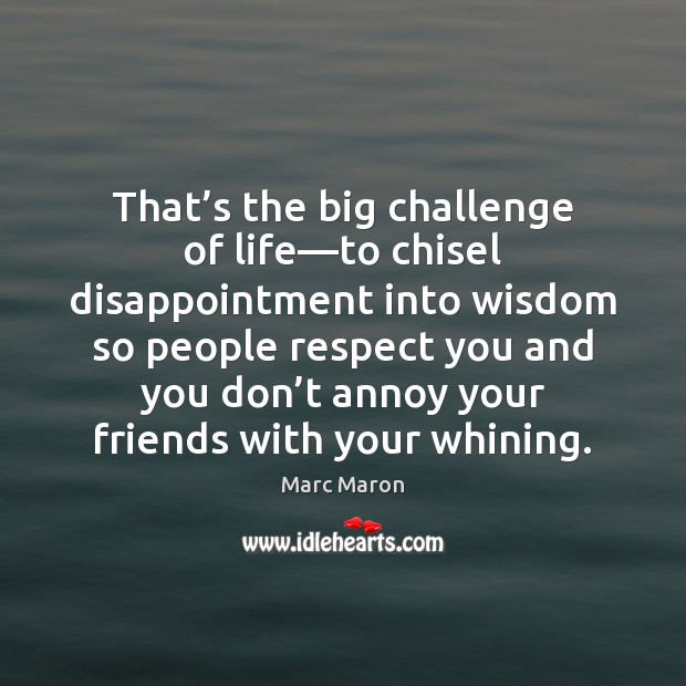 That’s the big challenge of life—to chisel disappointment into wisdom Image
