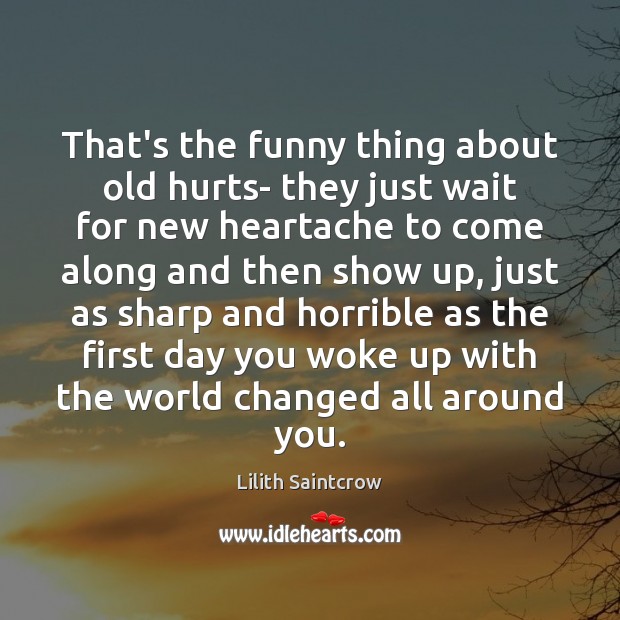 That’s the funny thing about old hurts- they just wait for new Lilith Saintcrow Picture Quote