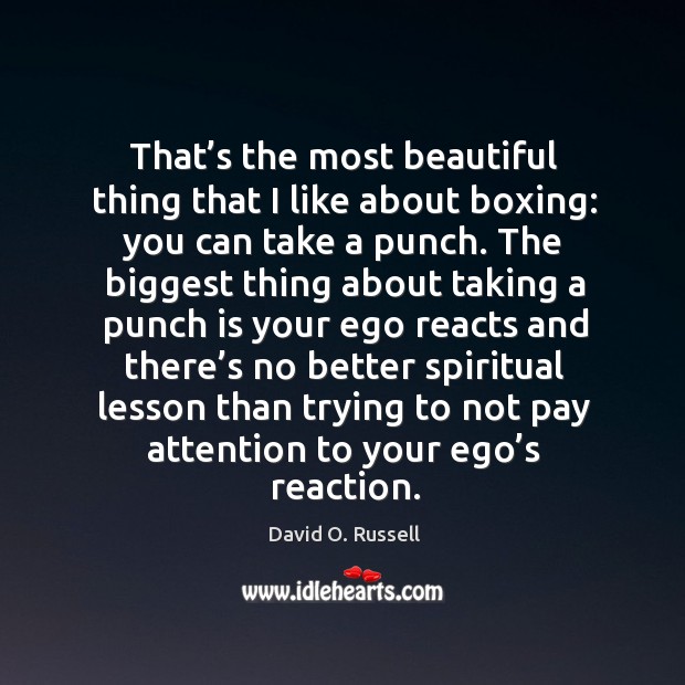 That’s the most beautiful thing that I like about boxing: you can take a punch. David O. Russell Picture Quote