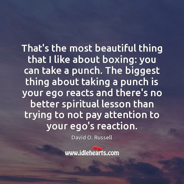 That’s the most beautiful thing that I like about boxing: you can David O. Russell Picture Quote